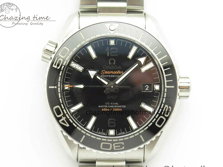 0407 Trendy Planet Ocean 43.5mm SS VSF 1:1 Best Edition Black Ceramic Bezel and Dial on SS Bracelet A8900 Super Clone 7973